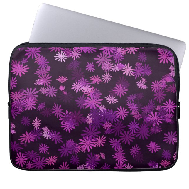 Rosa und violette Gänseblümchen Laptopschutzhülle (Vorderseite)