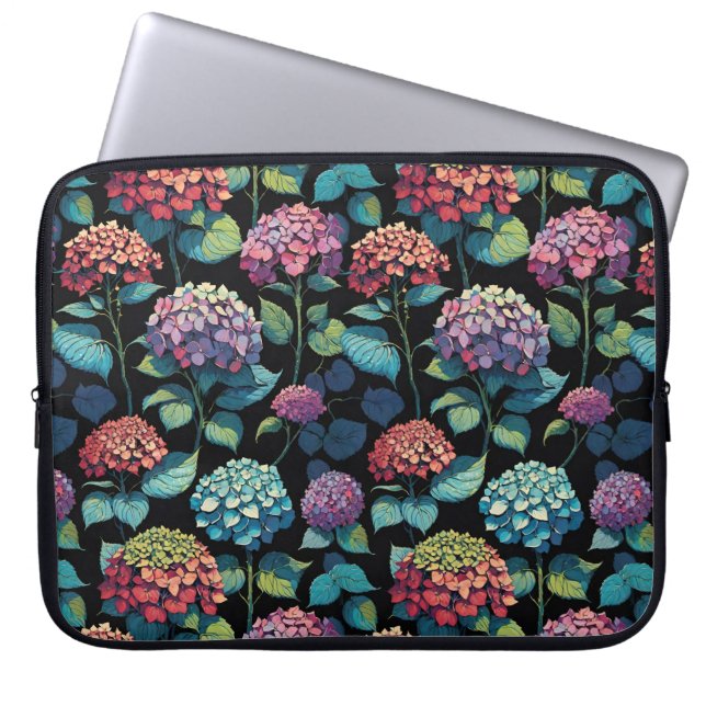 Rosa und violette Hortensienblätter Laptopschutzhülle (Vorderseite)