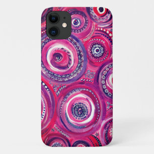 Rosa und violette Kreise und Schwünge Originalkuns Case-Mate iPhone Hülle