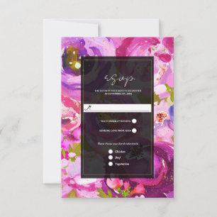 Rosa und violette lebendige Blumenhochzeit RSVP Karte