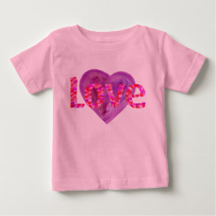 Rosa und violette Love Hearts Baby T-shirt