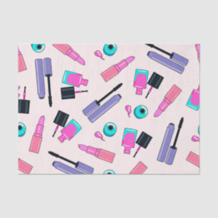 Rosa und violette Make-up-Kosmetik-Muster Seidenpapier