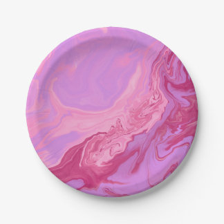 Rosa und violette Marmor-Kunstoptik Pappteller