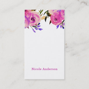Rosa und violette moderne, helle Blumen Chic Bold Visitenkarte