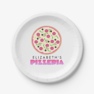 Rosa und violette Pizzaparty Pappteller