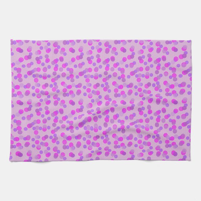 rosa und violette Punkte Geschirrtuch (Horizontal)