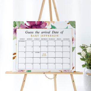 Rosa und violette Rose Blumen Hochzeitskalender zu Poster