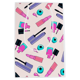 Rosa und violette Schmink-Kosmetik-Muster Mittlere Geschenktüte