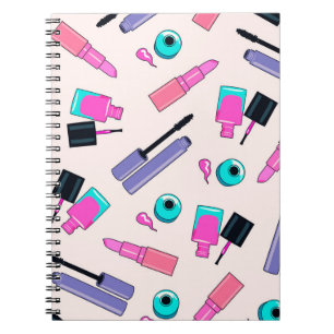 Rosa und violette Schminkkosmetik Muster Notizblock