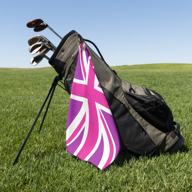 Rosa und violette Union Jack/Flagge Golfhandtuch (Gras)