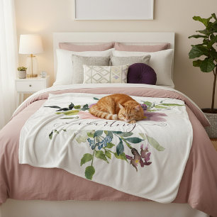 Rosa und violette Wasserfarbe floral personalisier Sherpadecke