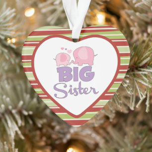 Rosa und violetter Elefant große Schwester Weihnac Ornament