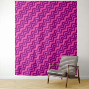 Rosa und violettes Chevron-Musterdesign Wandteppich
