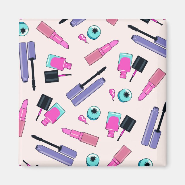 Rosa und violettes Make-up-Kosmetikmuster Magnet (Vorne)