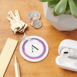 Rosa und violettes modernes Monogramm Schlüsselanhänger