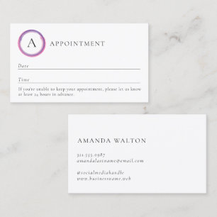 Rosa und violettes modernes Monogramm Terminkarte