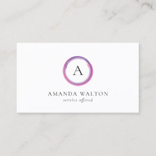 Rosa und violettes modernes Monogramm Visitenkarte