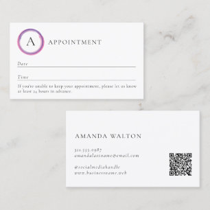 Rosa und violettes Monogramm QR-Code Modern Terminkarte