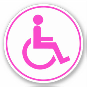Rosa und Weiß behindertensymbol rund Aufkleber