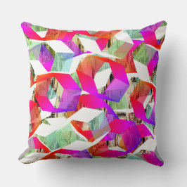 Rosa und weiß bis grüne Hexagonen auf pixelig Kissen