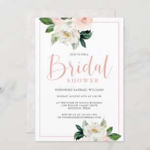 Rosa und Weiß Brautparty Einladung