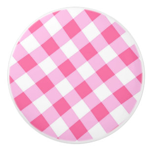 Rosa und Weiß Country Gingham Kariert Karomuster Keramikknauf