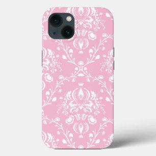 Rosa und Weiß Damast Case-Mate iPhone Hülle