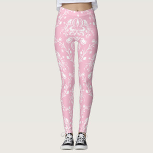 Rosa und Weiß Damast Leggings