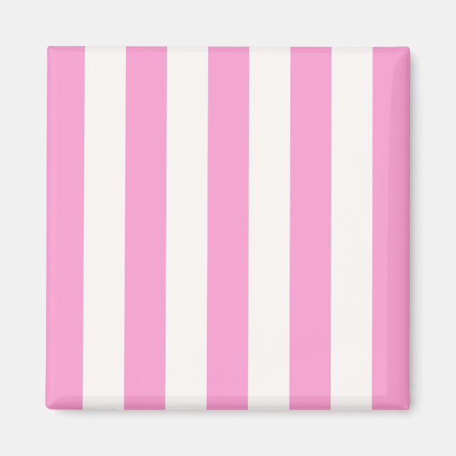 Rosa und Weiß Extra Large Stripe Muster Magnet (Vorne)