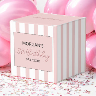 Rosa und weiß gestreift Name Danke zum Geburtstag Geschenkschachtel