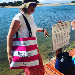 Rosa und weiß gestreifter Fun Chic Personalisiert