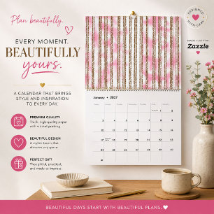 rosa und weiß gestreifter Hintergrund Kalender