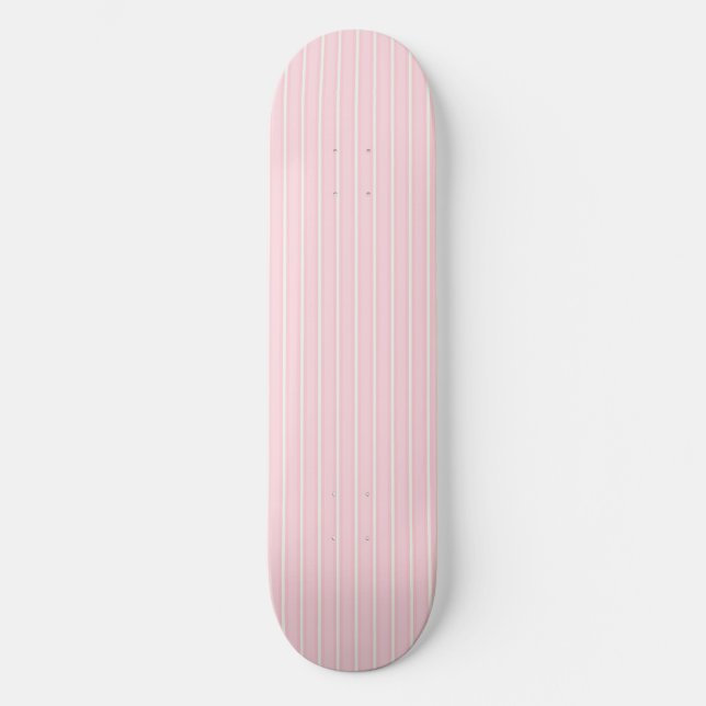 Rosa und weiß gestreiftes Skatedeck Skateboard (Vorderseite)