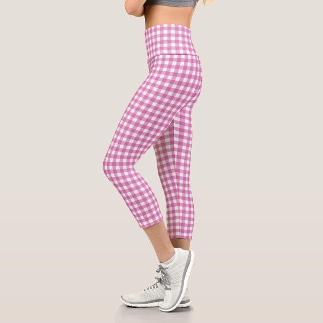 Rosa und Weiß Gingham Capri Leggings (Links)