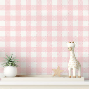 Rosa und Weiß Gingham Checkered Tapete