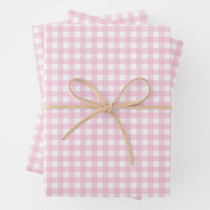 Rosa und Weiß Gingham Geschenkpapier Set