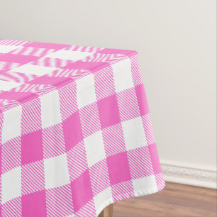 Rosa und Weiß Gingham Kariert Tischdecke