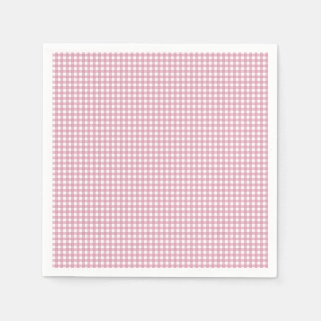 Rosa und Weiß Gingham Serviette (Vorderseite)