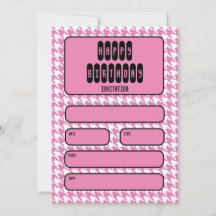 Rosa und Weiß Hahnentrittmuster Geburtstag