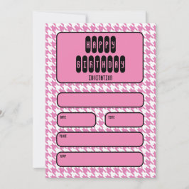 Rosa und Weiß Hahnentrittmuster Geburtstag Einladung