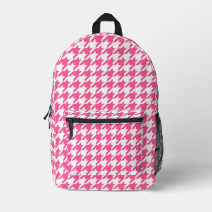 Rosa und Weiß Houndstooth Karo Bedruckter Rucksack