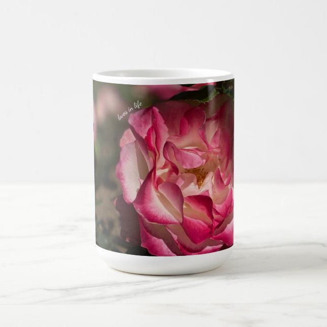Rosa und Weiß Kaffeetasse (Mittel)