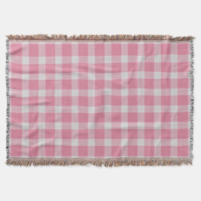 Rosa und weiß kariertes Gingham-Karo Decke (Vorderseite)