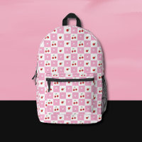 Rosa und weiß kariertes Muster Kirsche Rucksack