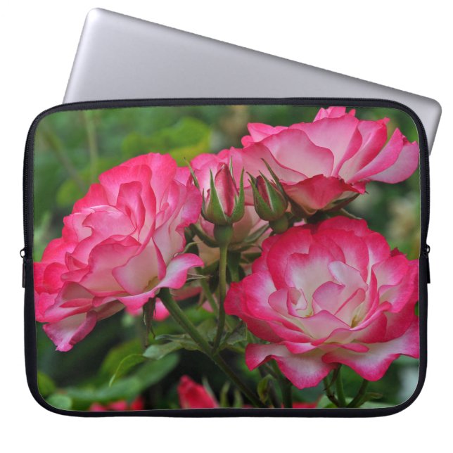 Rosa und Weiß Laptopschutzhülle (Vorderseite)