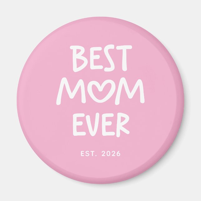 Rosa und Weiß Launiges Herz Beste Mutter überhaupt Magnet (Vorne)