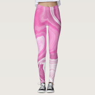 Rosa und Weiß mit einer Touch Lila Marmorkunst Leggings