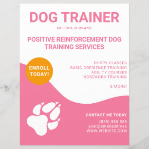 Rosa und weiß mit Orangen- und Hundepusche - Hunde Flyer