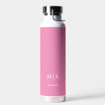 Rosa und Weiß | Modernes Monogramm Trinkflasche<br><div class="desc">Dieses moderne Design der Wasserflasche zeichnet sich durch einen farbenfrohen rosa Hintergrund aus. Ihre Initialen in fett weißem Text sorgen für ein schlichtes,  stilvolles und dennoch berufliches Aussehen.</div>