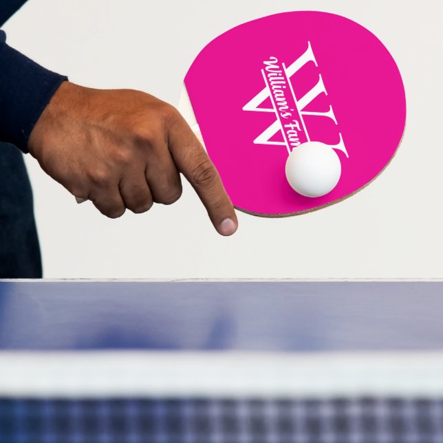 Rosa und Weiß | Monogramm für einfache Familiennam Tischtennis Schläger (InSitu)